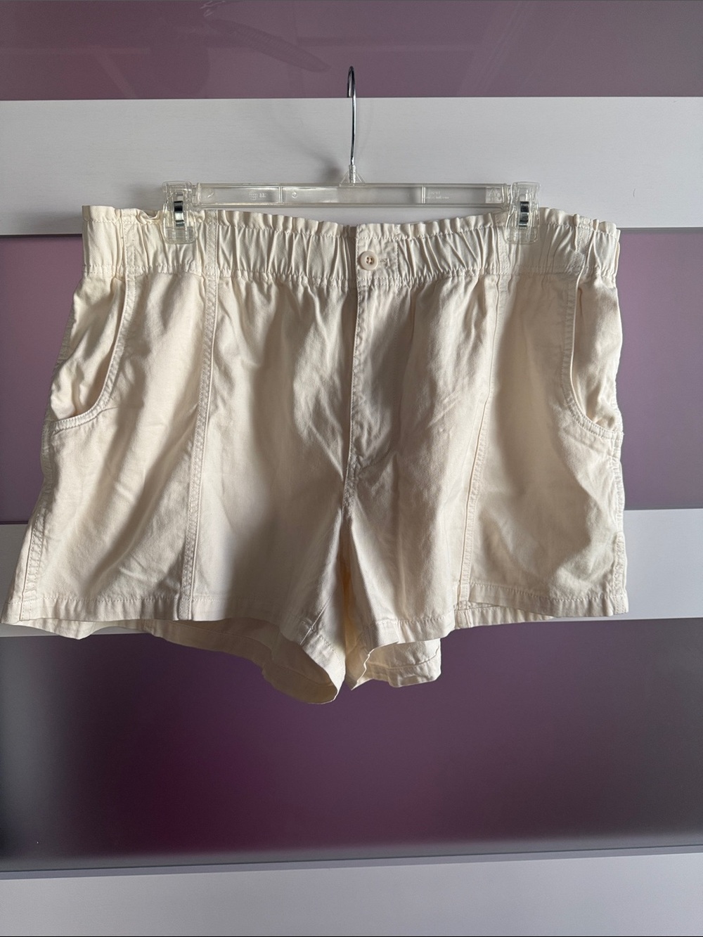 Madewell Cream Elastic-Waist Cotton Shorts